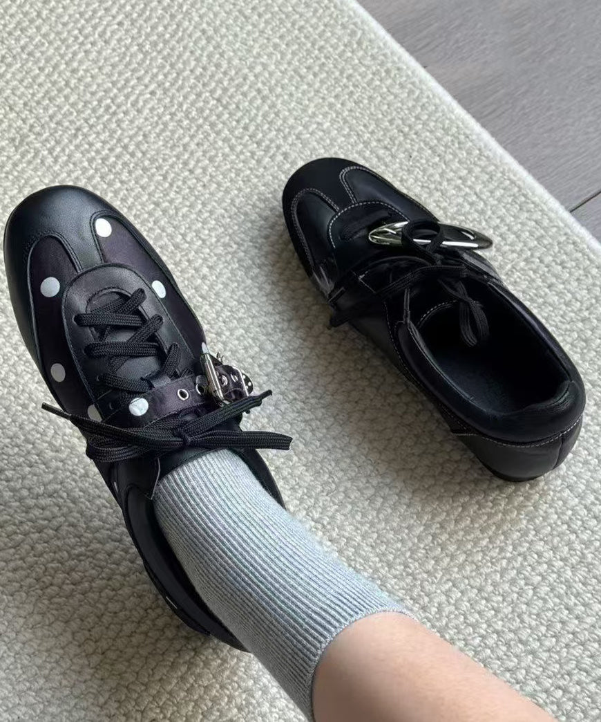 Chaussures à Lacets Noires à Pois et Paillettes 0