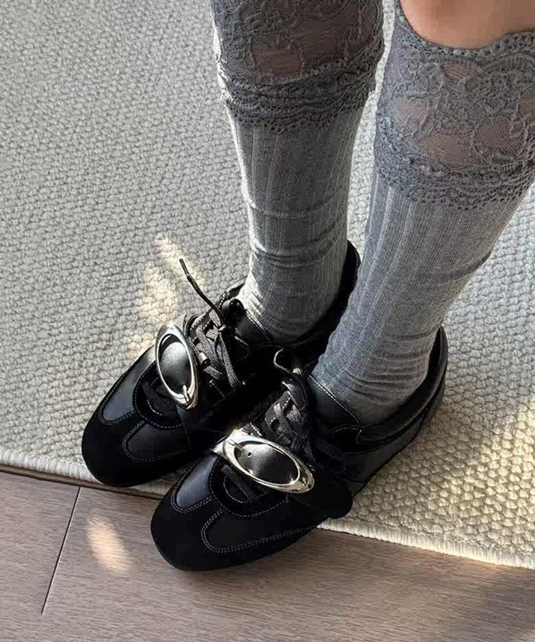Chaussures à Lacets Noires à Pois et Paillettes 1