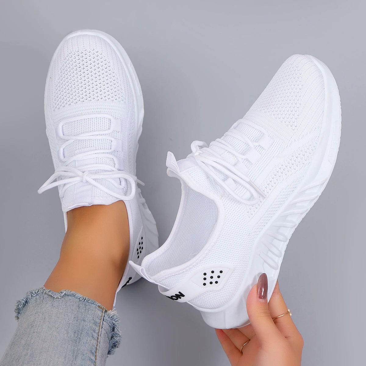 Chaussures de Sport Femme Décontractées à Lacets Tissu Respirant 1