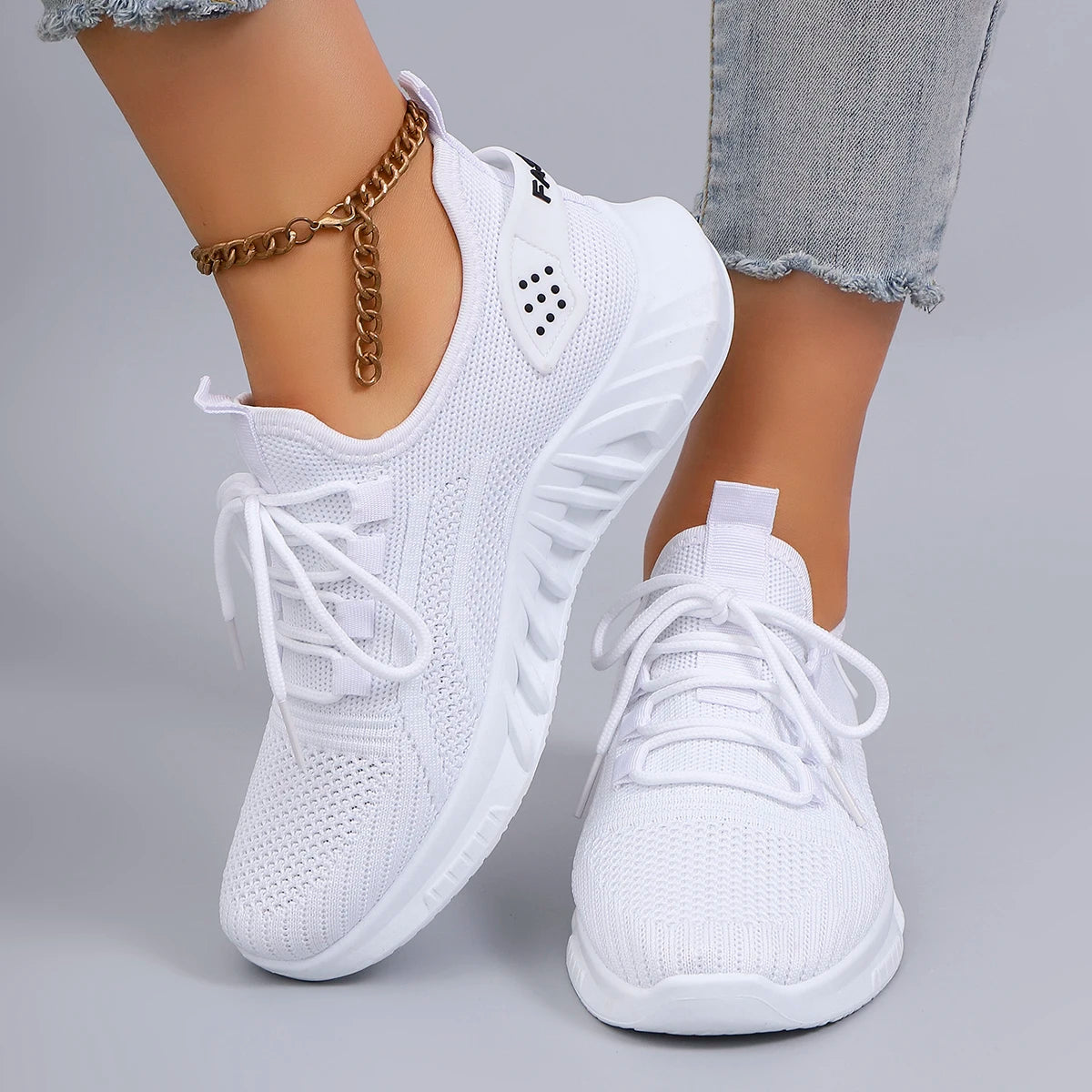 Chaussures de Sport Femme Décontractées à Lacets Tissu Respirant 4