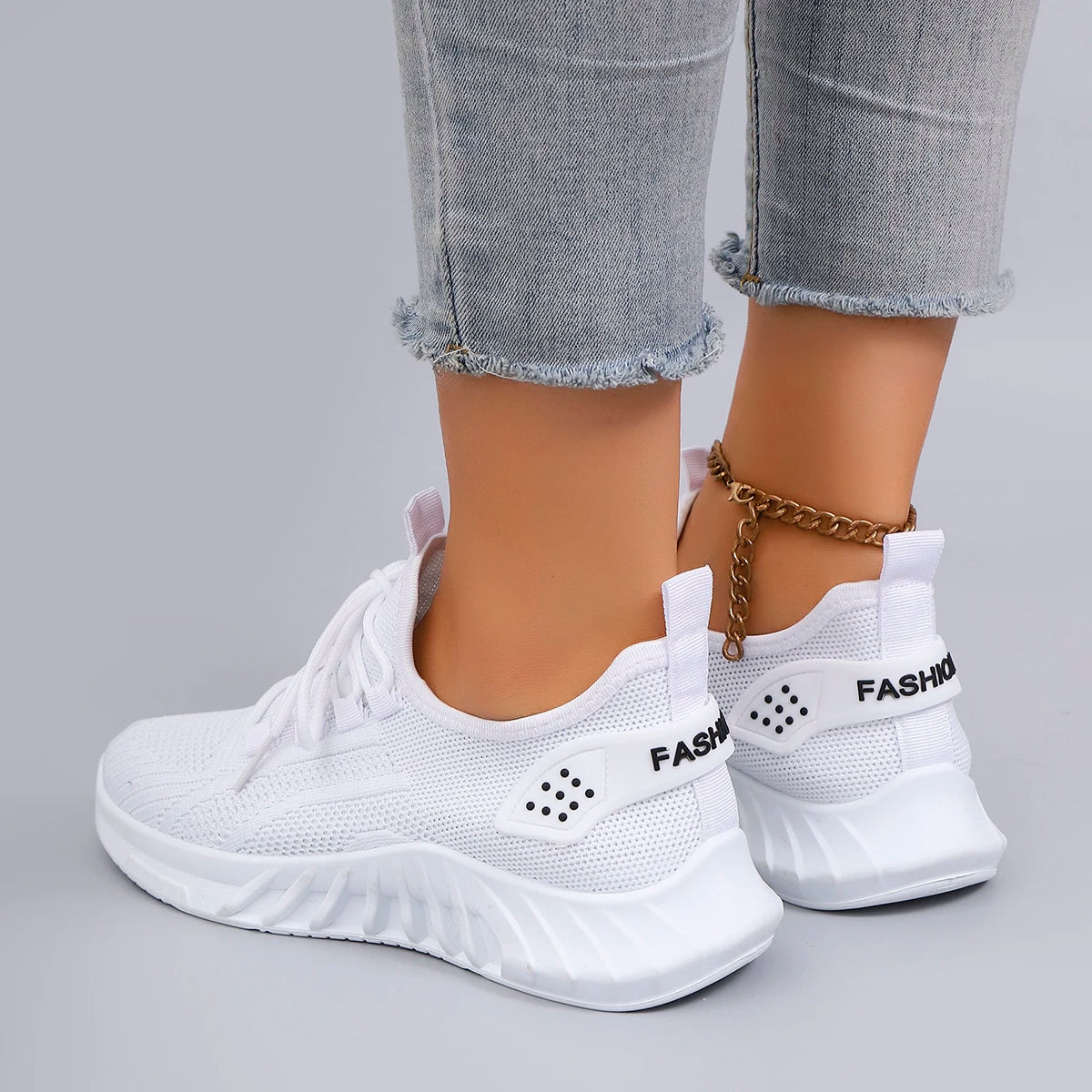 Chaussures de Sport Femme Décontractées à Lacets Tissu Respirant 5