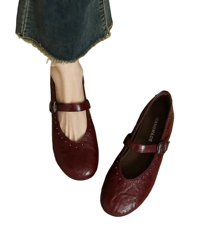 Chaussures plates femme avec bride à rivets et boucle 0