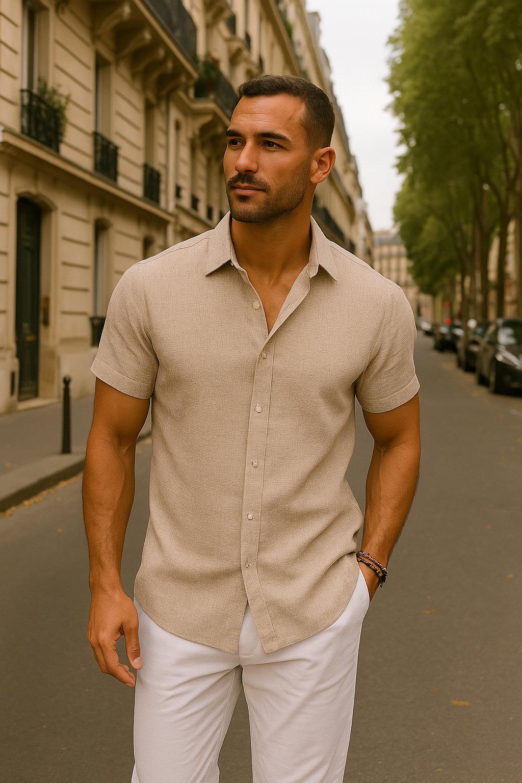 Chemise Décontractée en Lin et Coton pour Homme 2