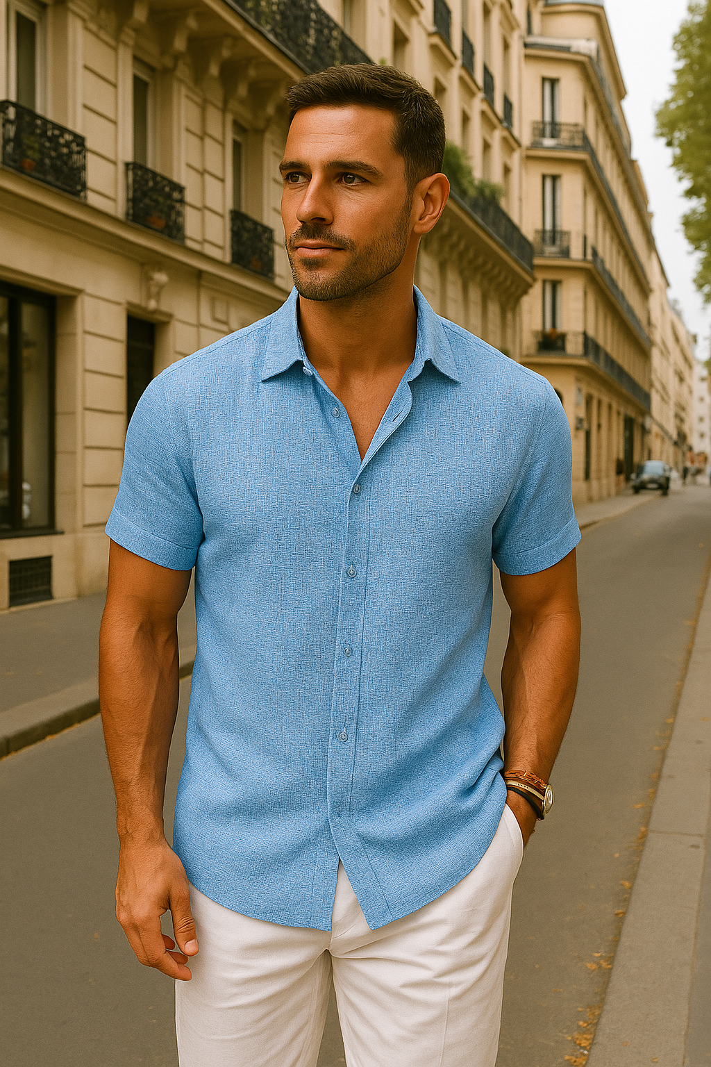 Chemise Décontractée en Lin et Coton pour Homme 3