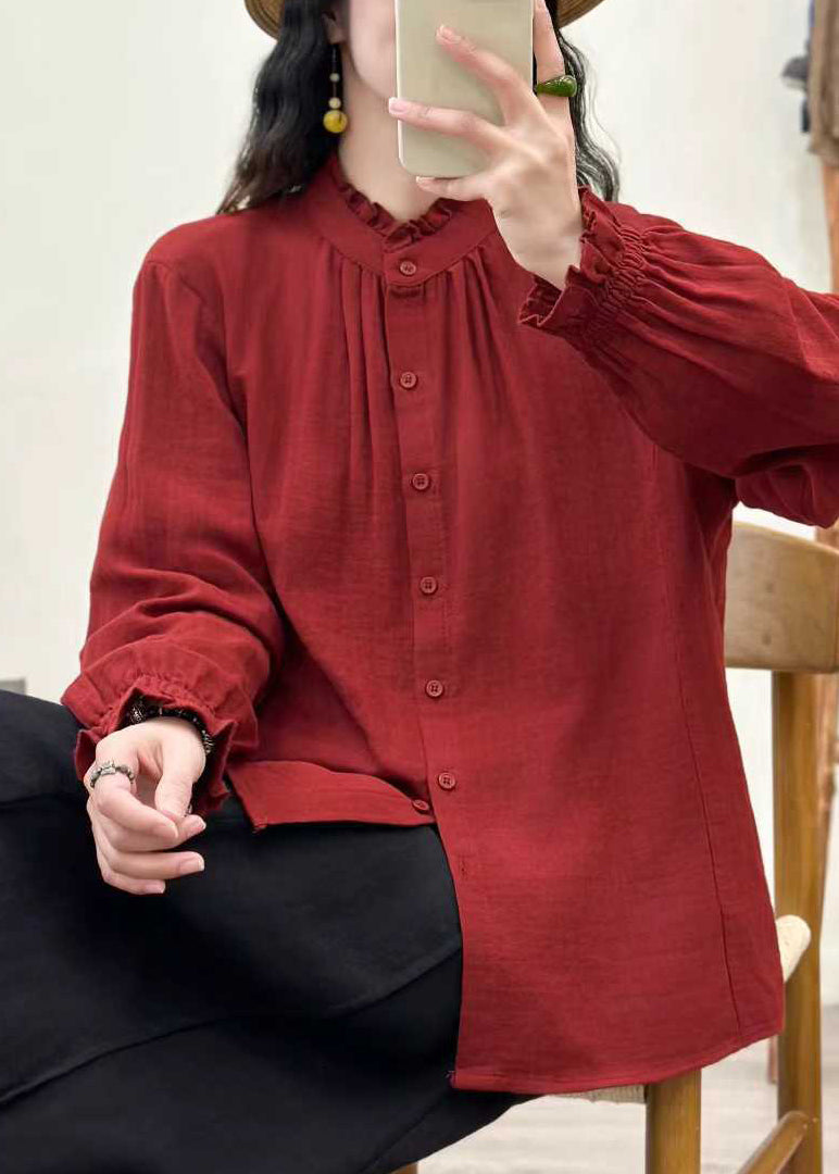 Chemise Femme Ample à Volants Col Montant 0