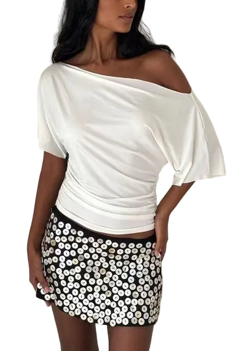 Chemise Femme Asymétrique Manches Courtes 0
