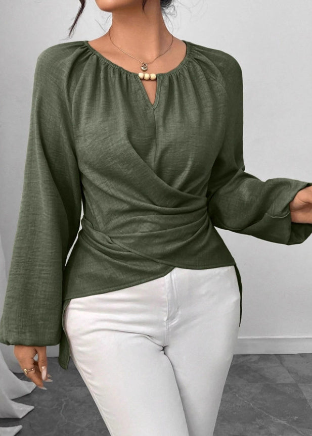 Chemise Femme Asymétrique à Lacets Style Automnal 2