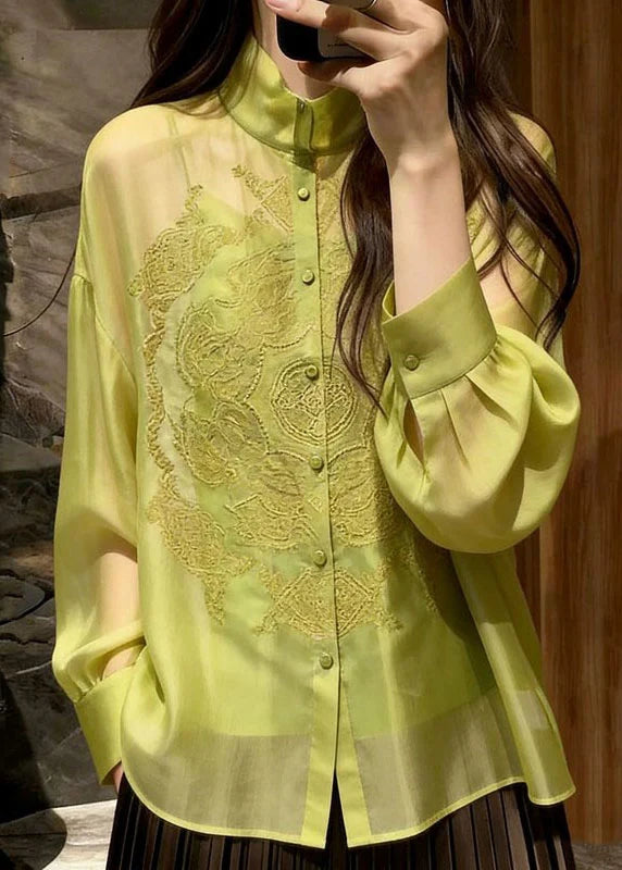 Chemise Femme Brodée à Manches Longues Chic 4