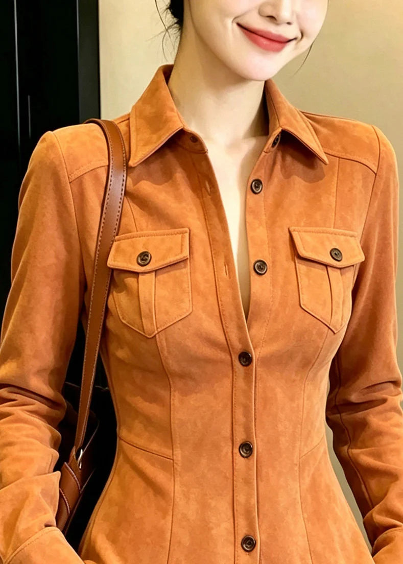 Chemise Femme Col Claudine Manches Longues Style Tendance 3