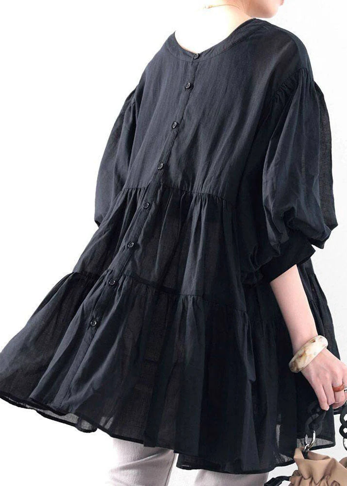 Chemise Femme Col Rond Volantée Manches Lanternes 4