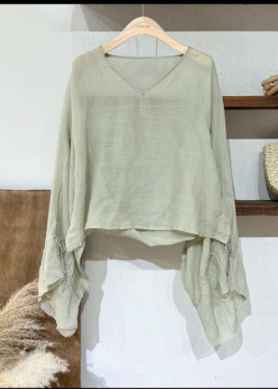 Chemise Femme Col V Style Chinois Manches Évasées 3