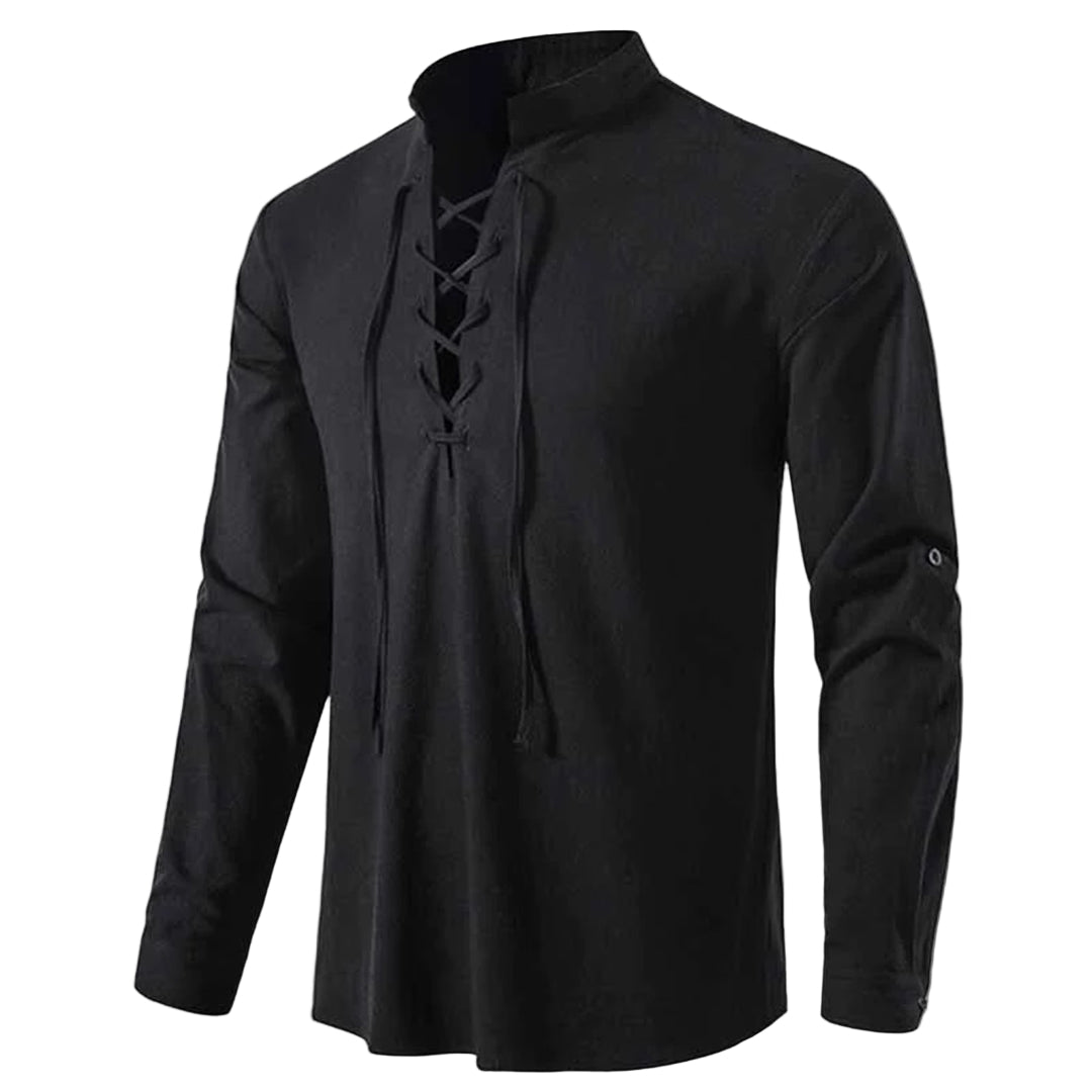 Chemise Femme Col V à Lacets Automne Chic 0