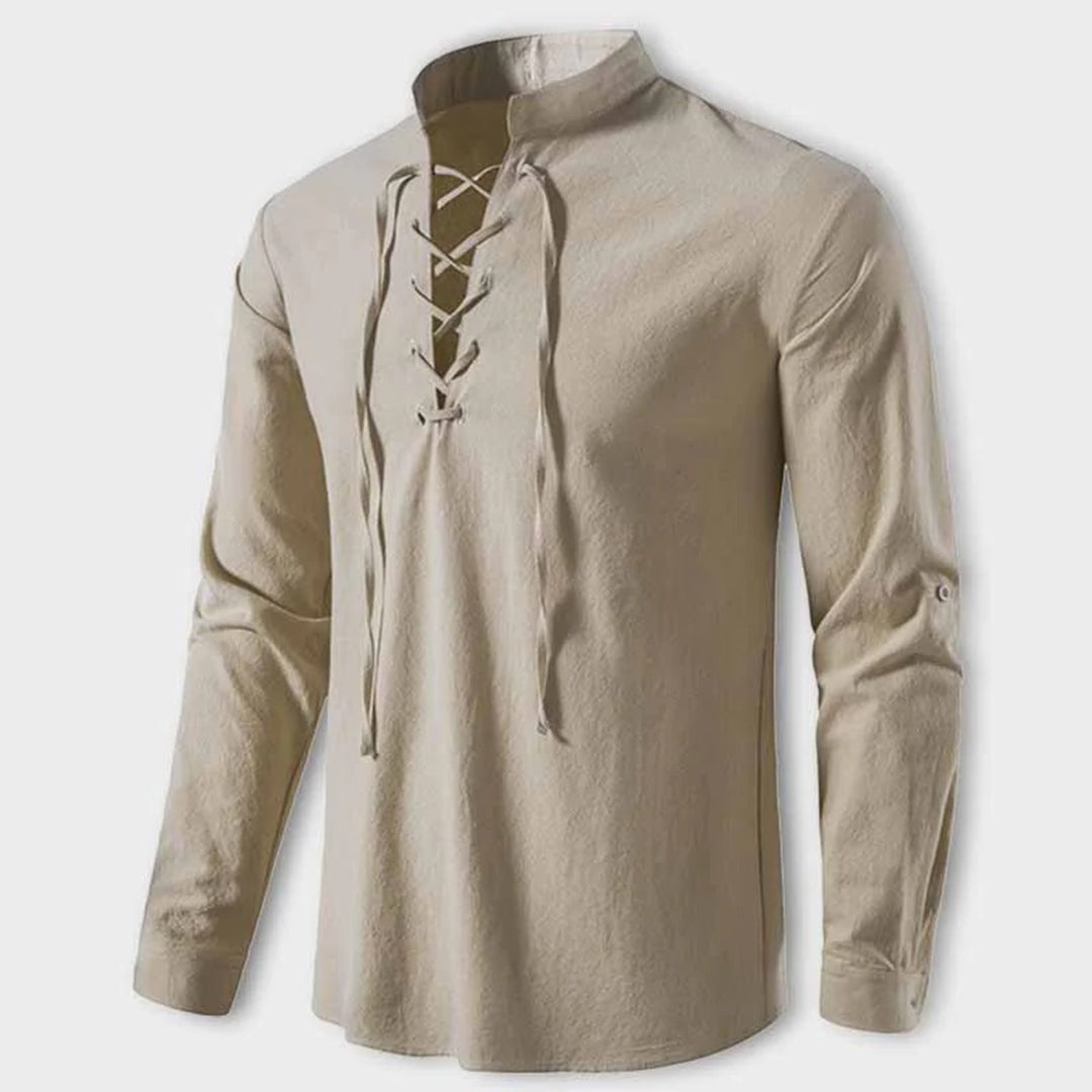 Chemise Femme Col V à Lacets Automne Chic 2