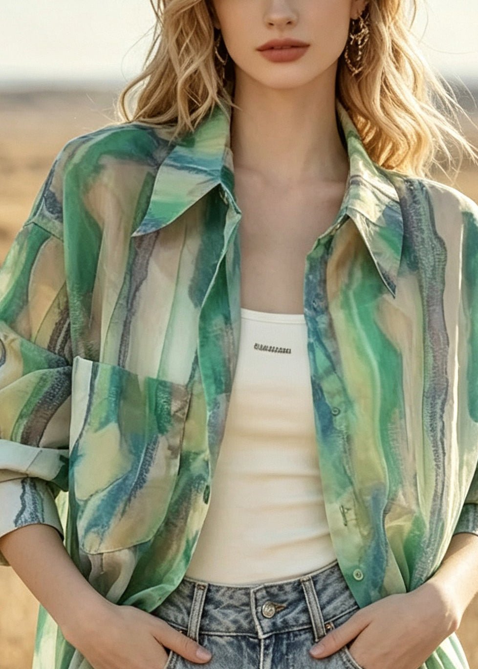 Chemise Femme Décontractée Oversize Tie-Dye Été 1