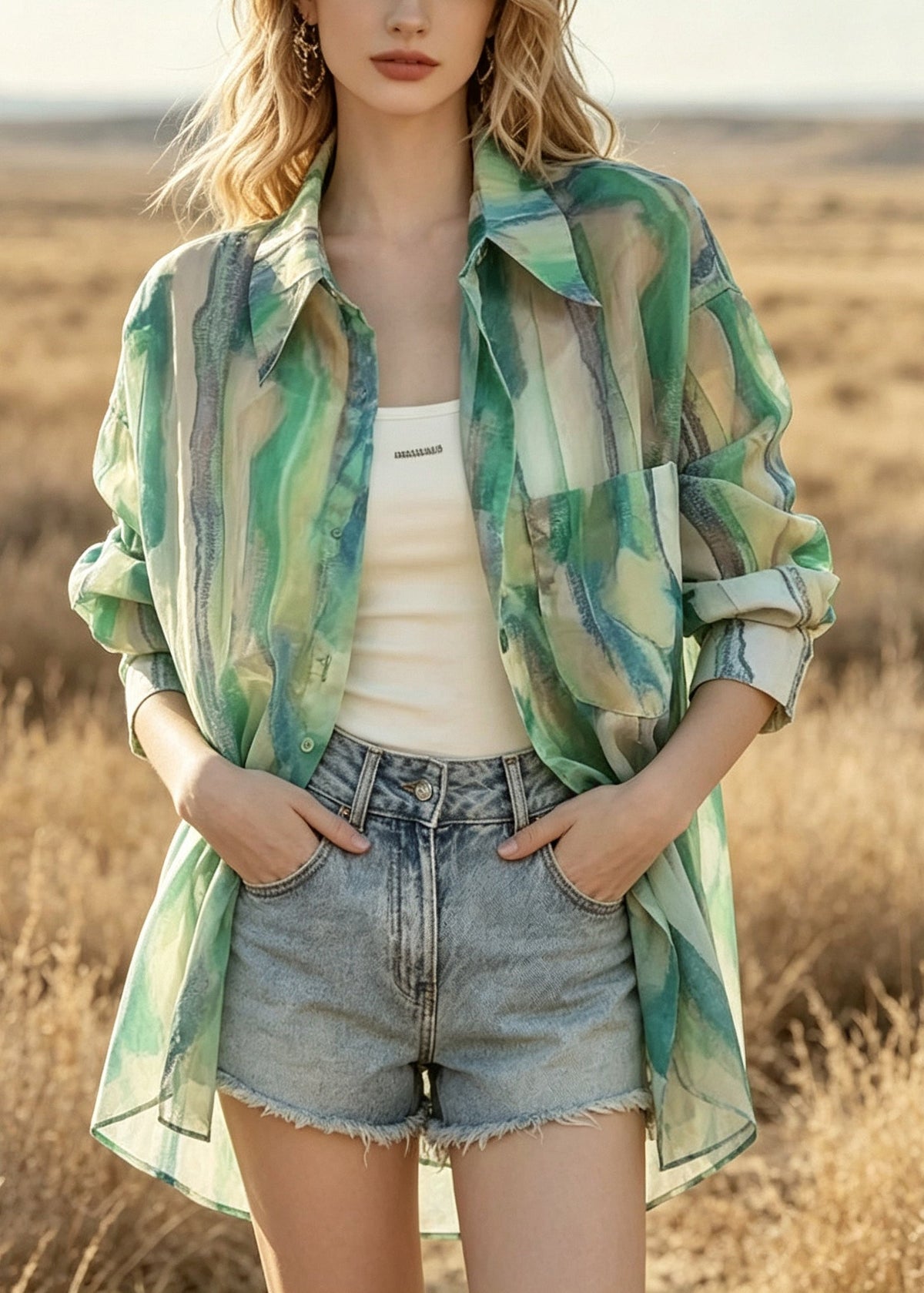 Chemise Femme Décontractée Oversize Tie-Dye Été 2