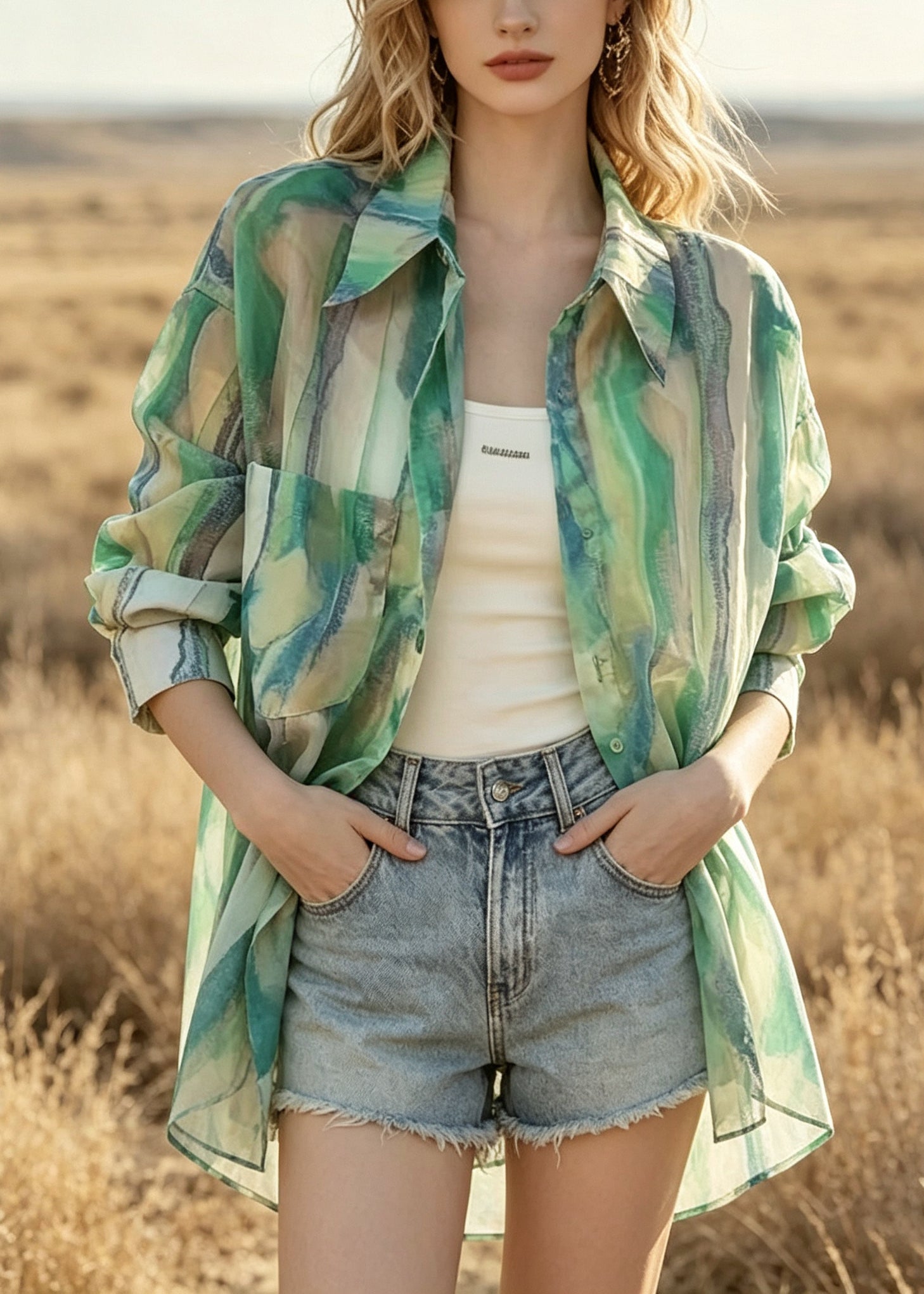 Chemise Femme Décontractée Oversize Tie-Dye Été 4