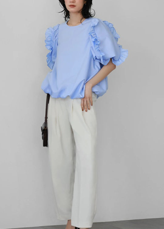 Chemise Femme Décontractée à Volants Manches Courtes 2