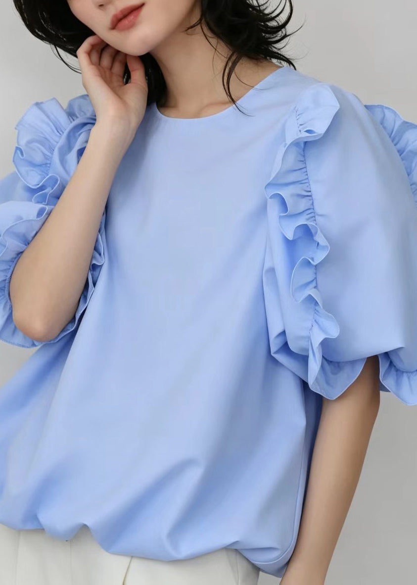 Chemise Femme Décontractée à Volants Manches Courtes 3