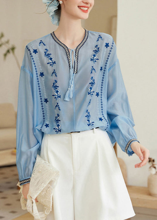 Chemise Femme Grande Taille Brodée à Lacets 1
