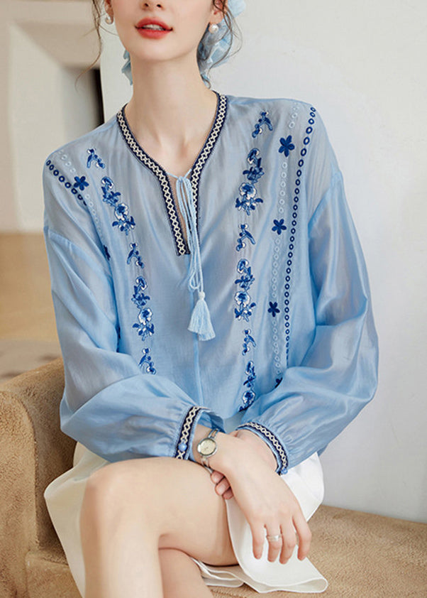 Chemise Femme Grande Taille Brodée à Lacets 2