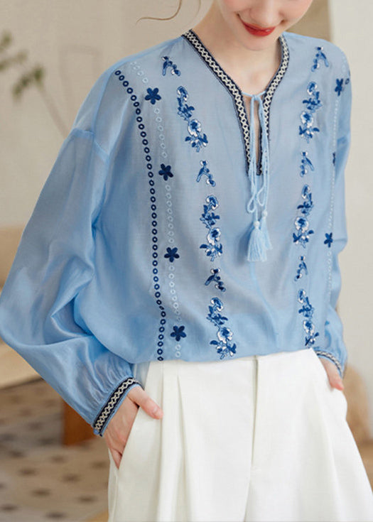 Chemise Femme Grande Taille Brodée à Lacets 3