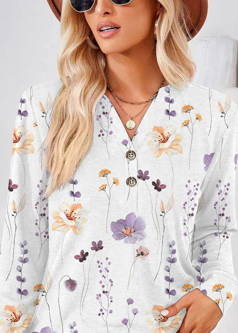 Chemise Femme Grande Taille Imprimée Col V Automne 4