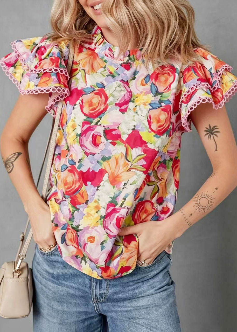 Chemise Femme Imprimé Arc-en-Ciel Manches Papillon 1