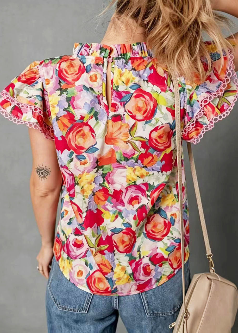 Chemise Femme Imprimé Arc-en-Ciel Manches Papillon 3
