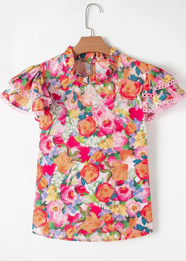 Chemise Femme Imprimé Arc-en-Ciel Manches Papillon 4