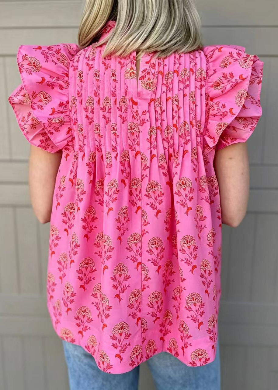 Chemise Femme Imprimée À Manches Papillon Moderne 4
