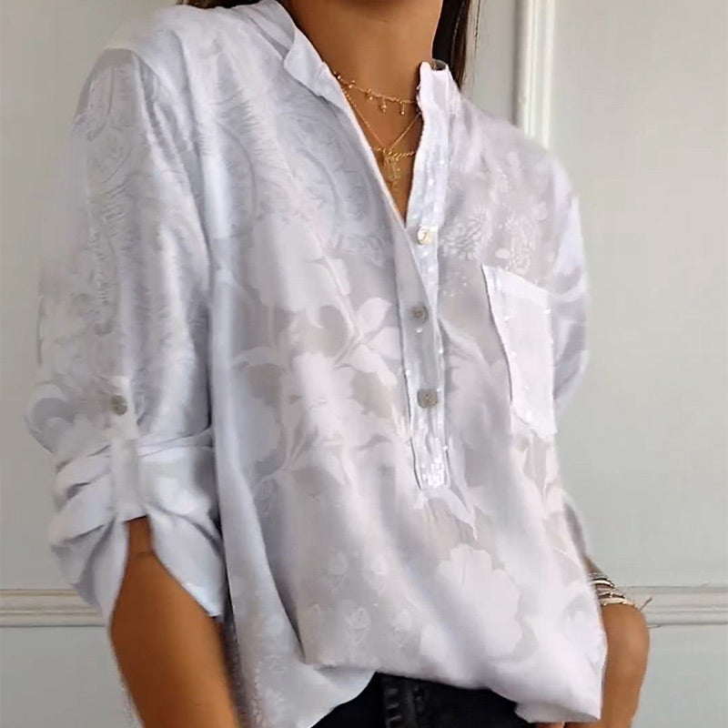 Chemise Femme Imprimée Chic Col Montant 2