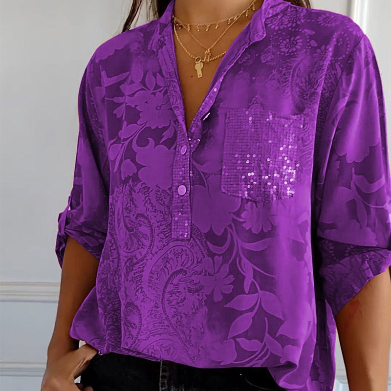 Chemise Femme Imprimée Chic Col Montant 4