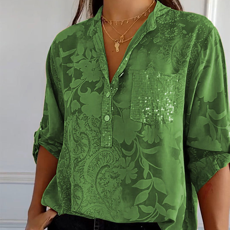Chemise Femme Imprimée Chic Col Montant 6