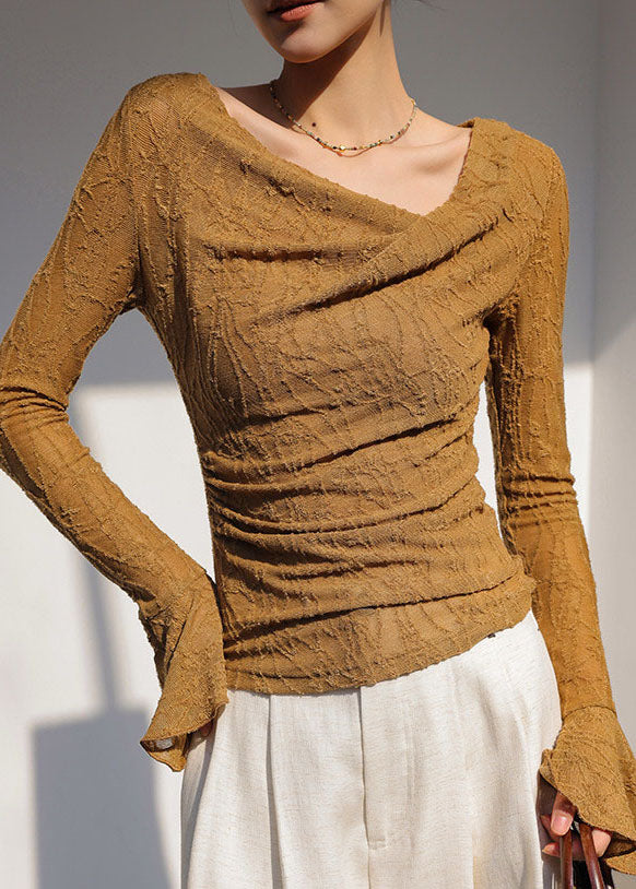 Chemise Femme Manches Évasées Asymétriques Style Jacquard 2