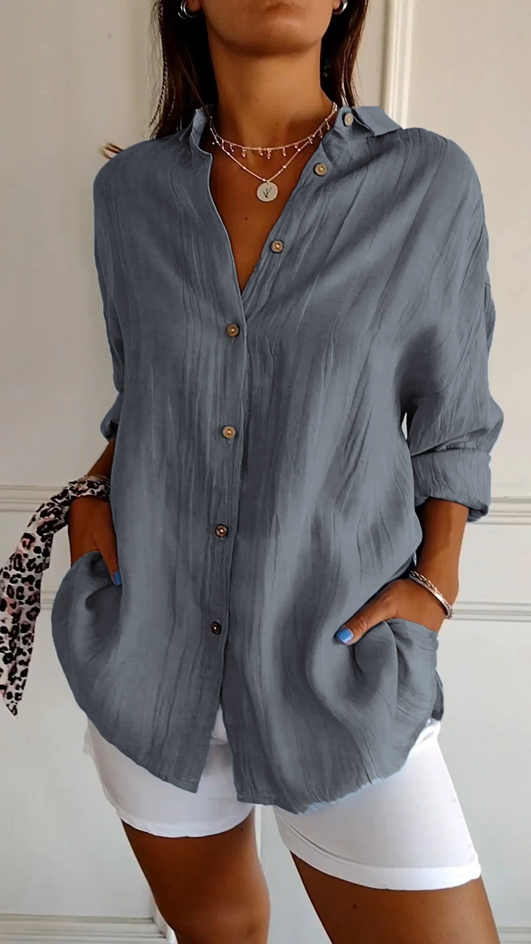 Chemise Femme Manches Longues Plissée 10