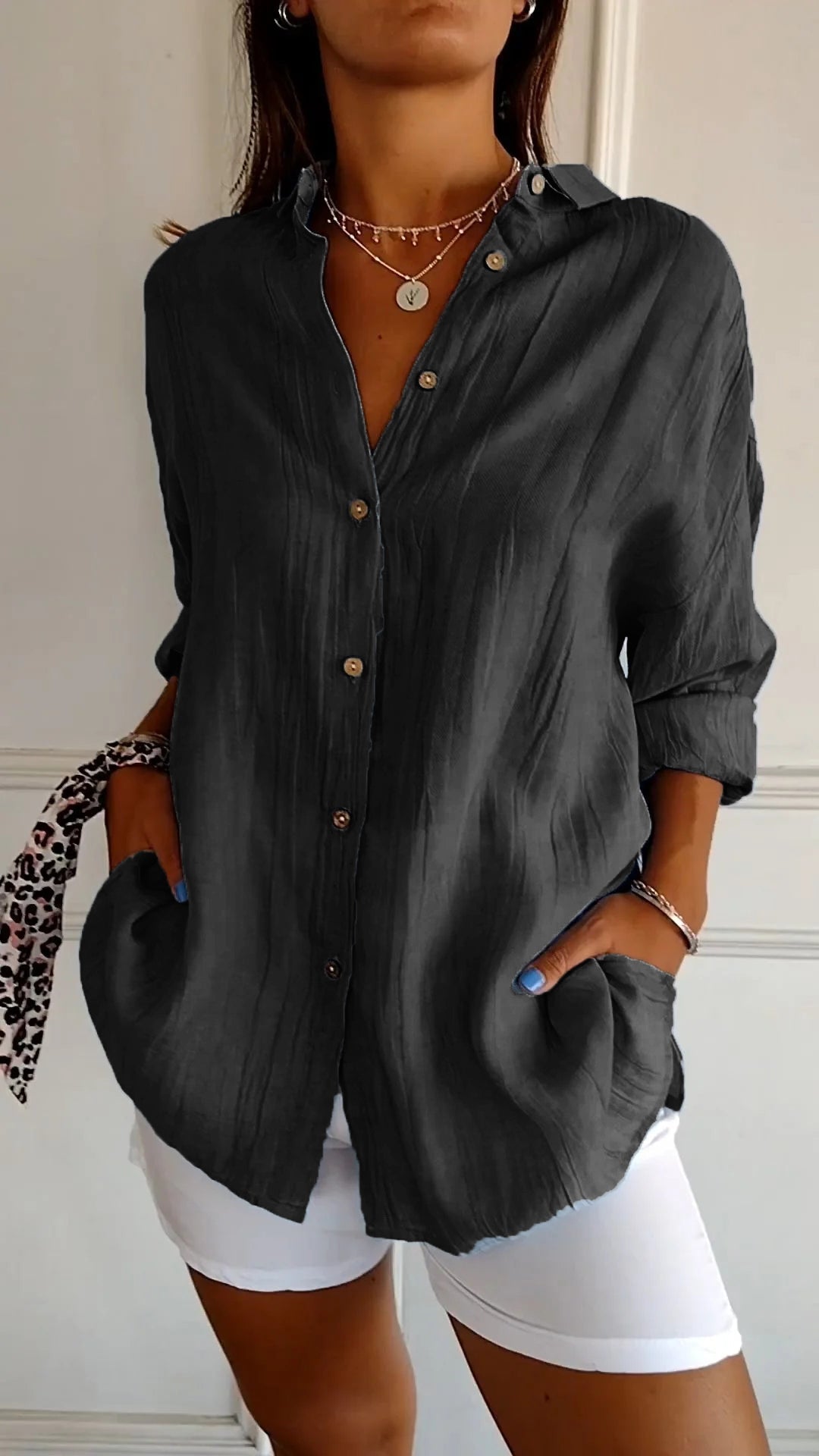 Chemise Femme Manches Longues Plissée 11