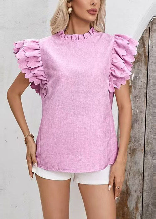 Chemise Femme Moderne à Volants et Manches Papillon 0