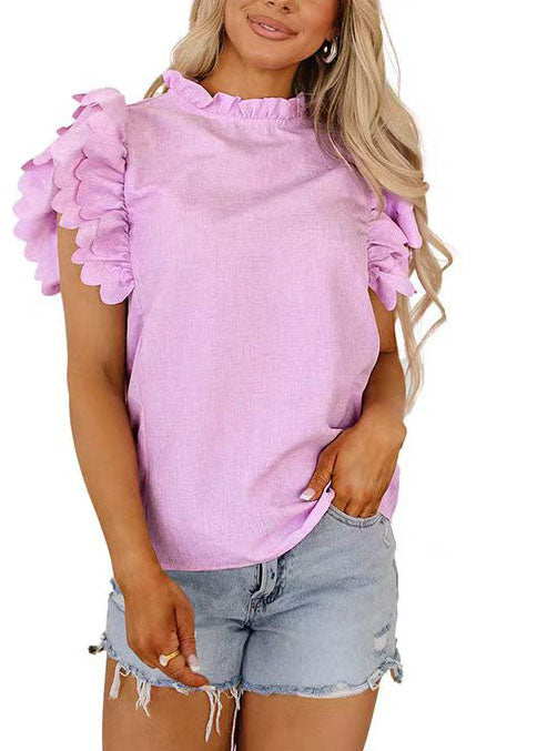 Chemise Femme Moderne à Volants et Manches Papillon 1
