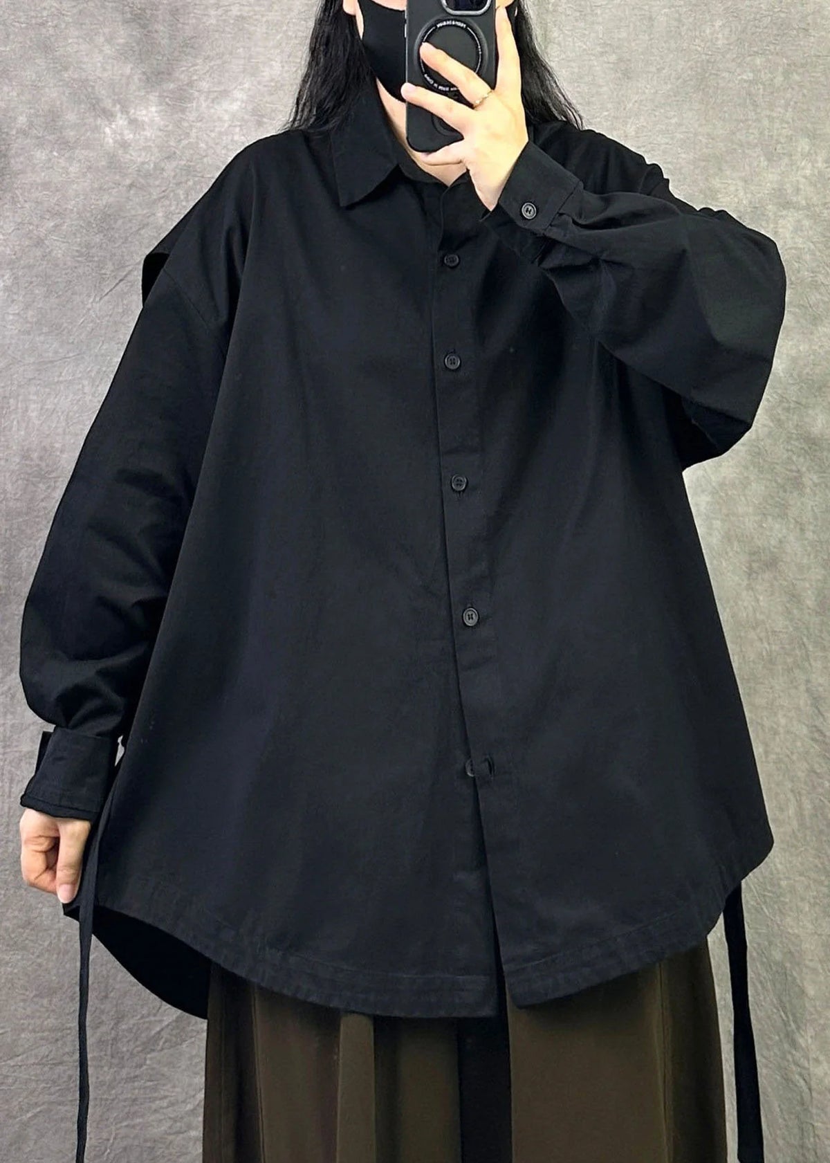 Chemise Femme Oversize Patchwork Automne Décontractée 1