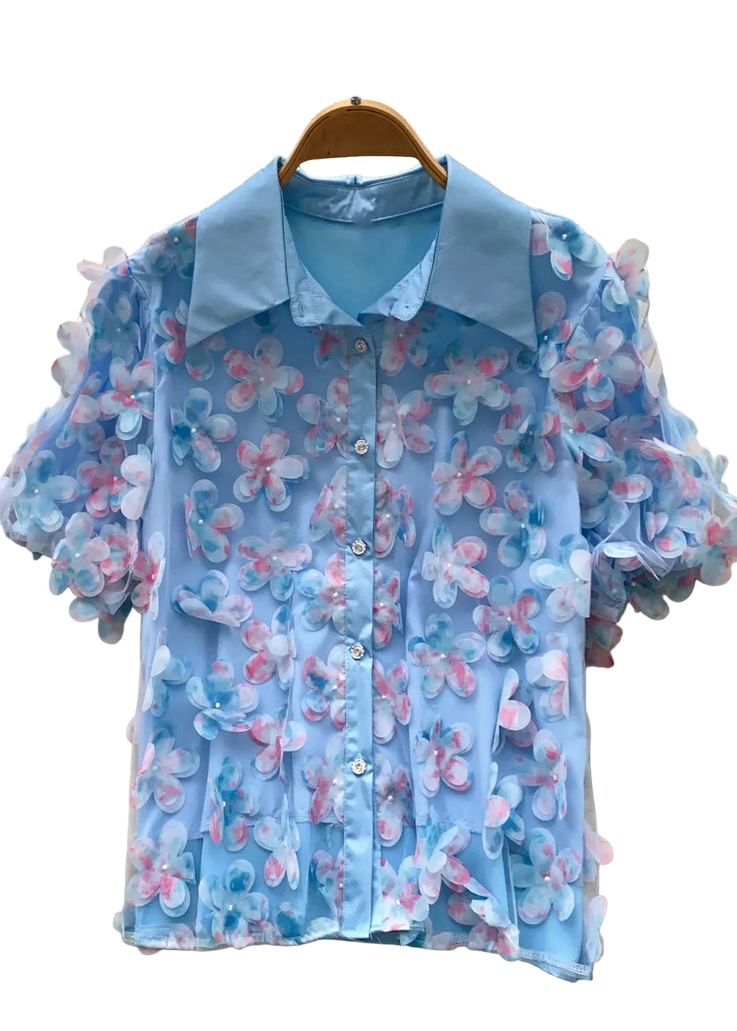 Chemise Femme Oversize à Motifs Floraux en Tulle 0