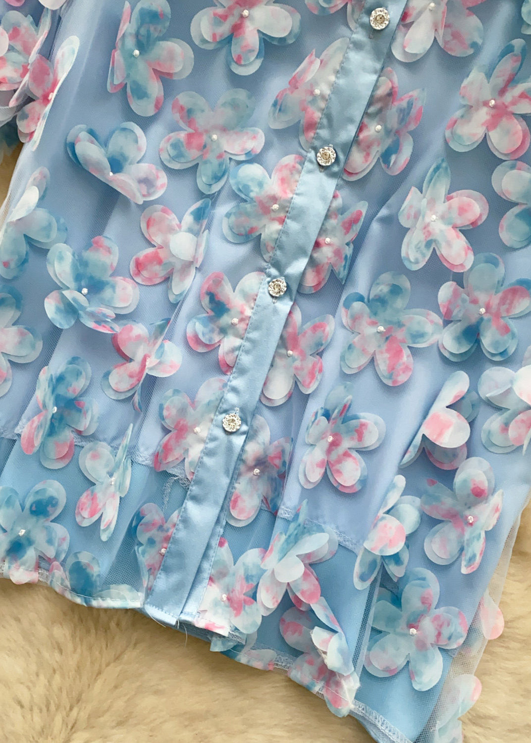 Chemise Femme Oversize à Motifs Floraux en Tulle 3
