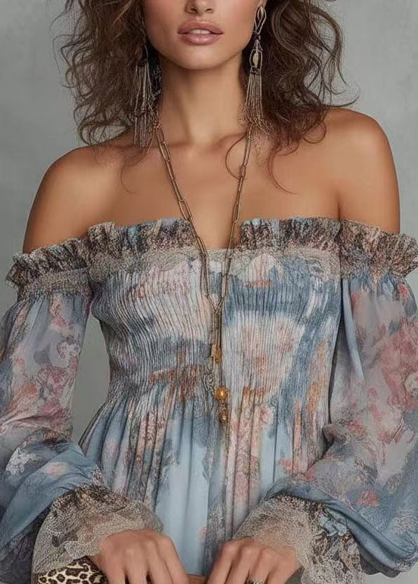 Chemise Femme Patchwork à Col Oblique Manches Longues 3