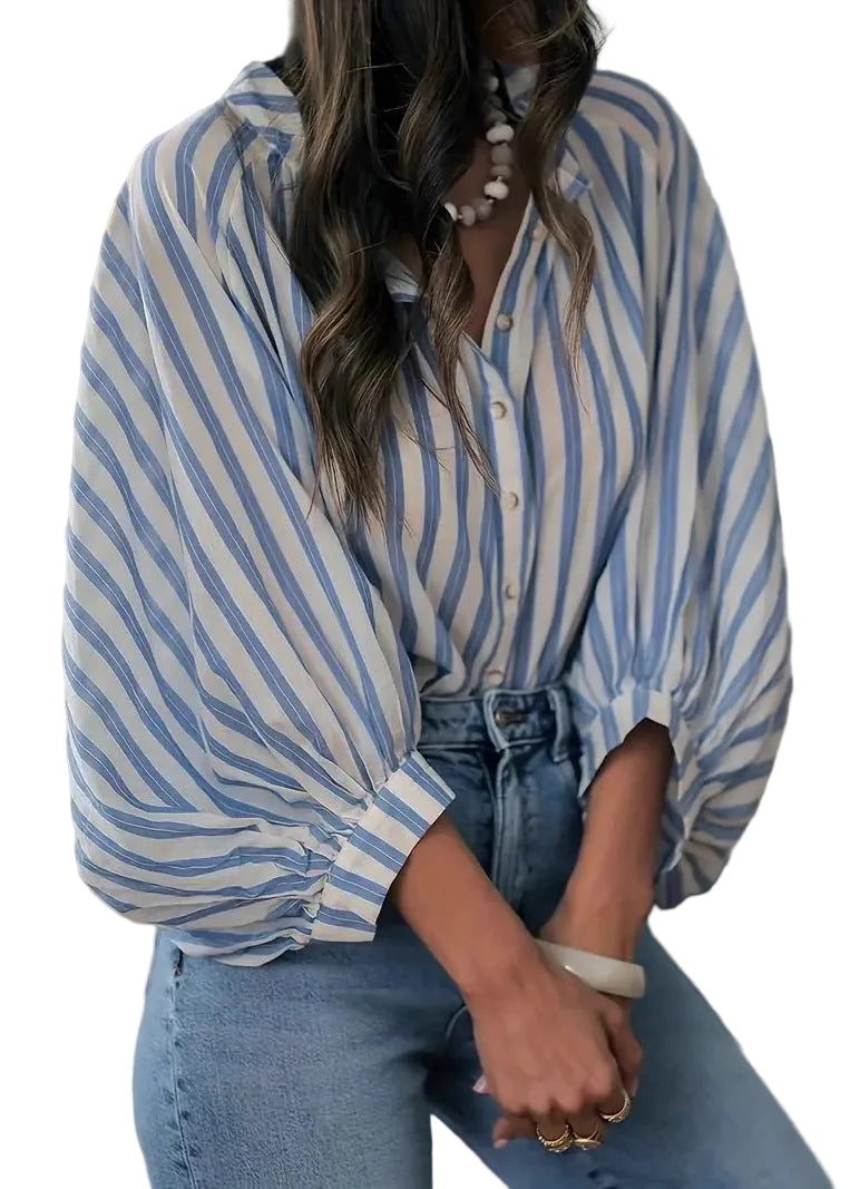 Chemise Femme Rayée à Manches Lanterne 0