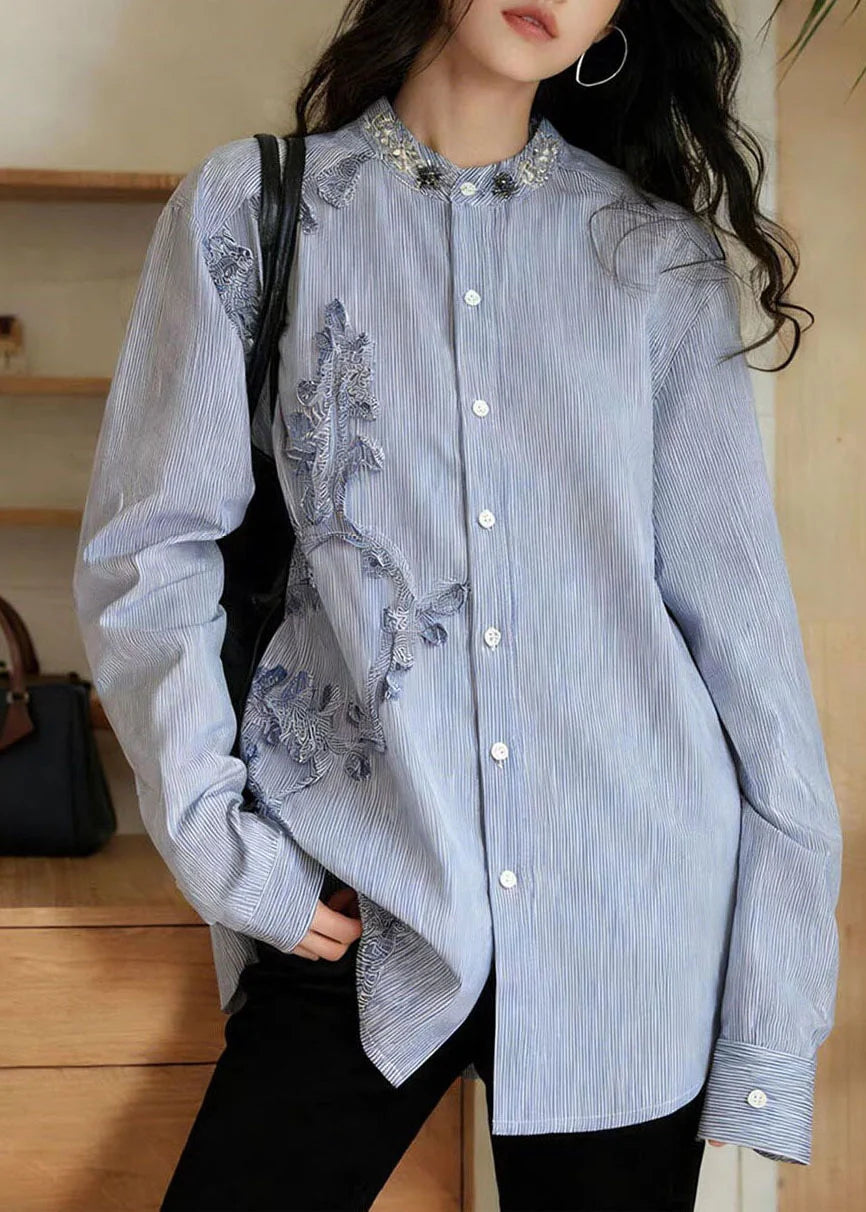 Chemise Femme Style Bohème Boutonnée à Rayures 2