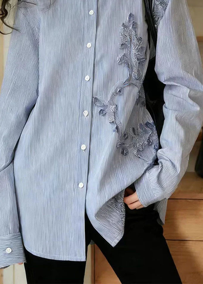 Chemise Femme Style Bohème Boutonnée à Rayures 3