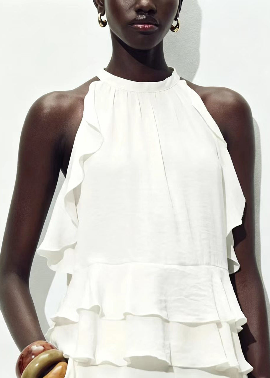 Chemise Femme Superposée à Volants Sans Manches 4