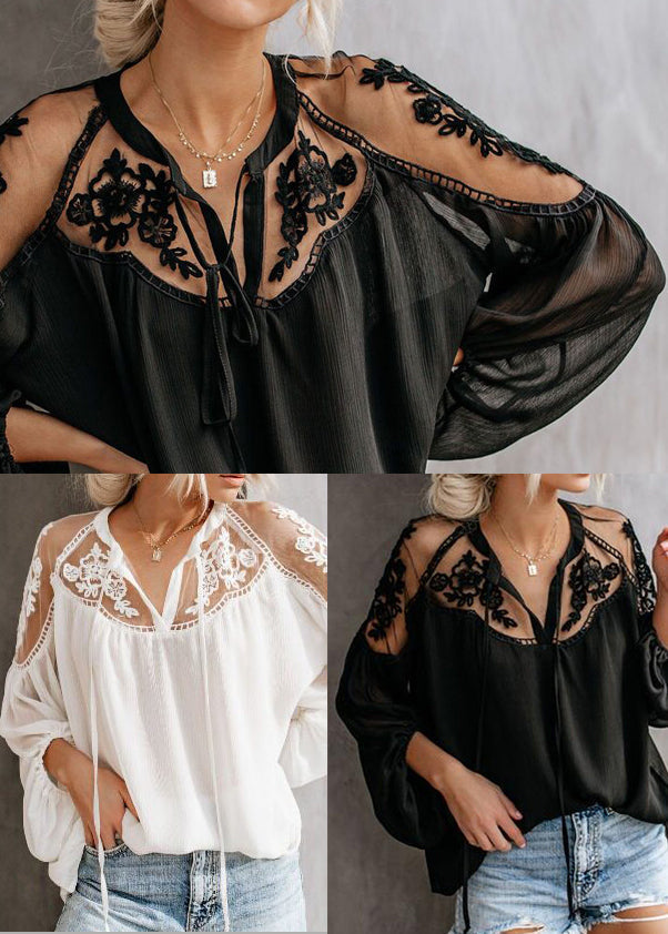 Chemise Femme Transparente Oversize en Dentelle 4