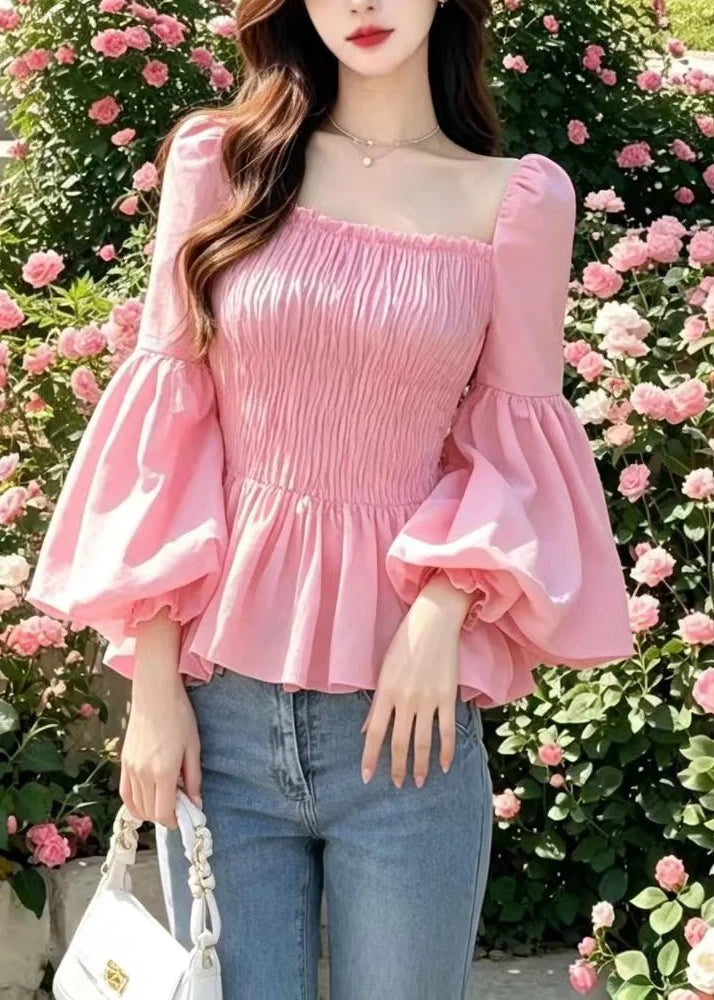 Chemise Femme à Col Carré et Manches Évasées 1