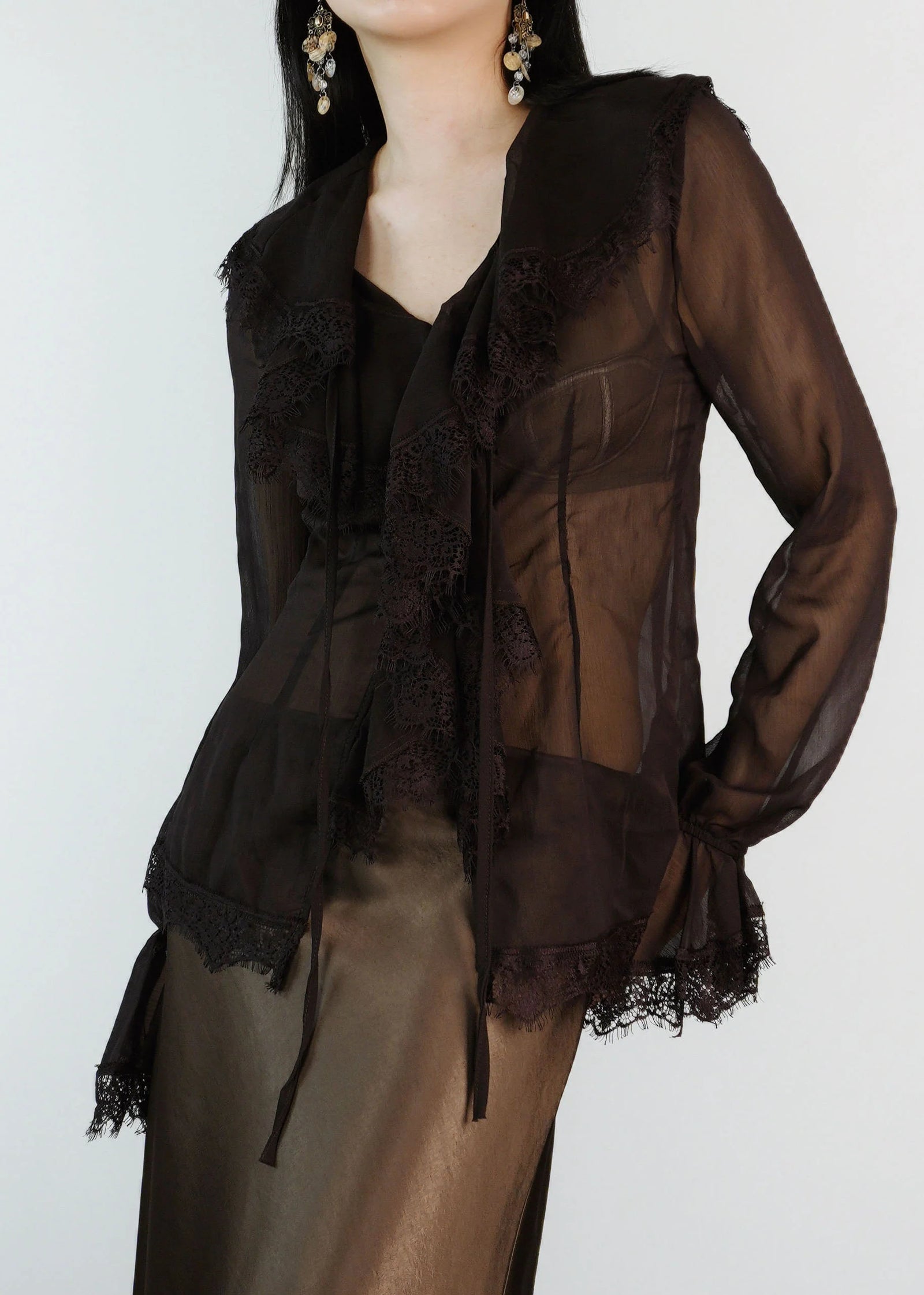 Chemise Femme à Manches Évasées Style Patchwork 1