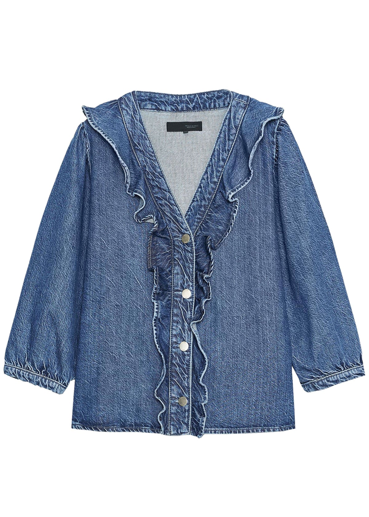Chemise Femme à Volants Col V Manches Longues 4